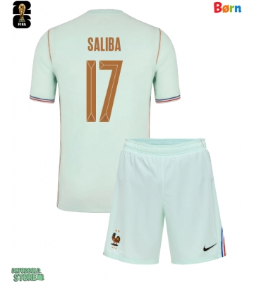 Frankrig William Saliba #17 Replika Babytøj Udebanesæt Børn VM 2026 Kortærmet (+ Korte bukser)
